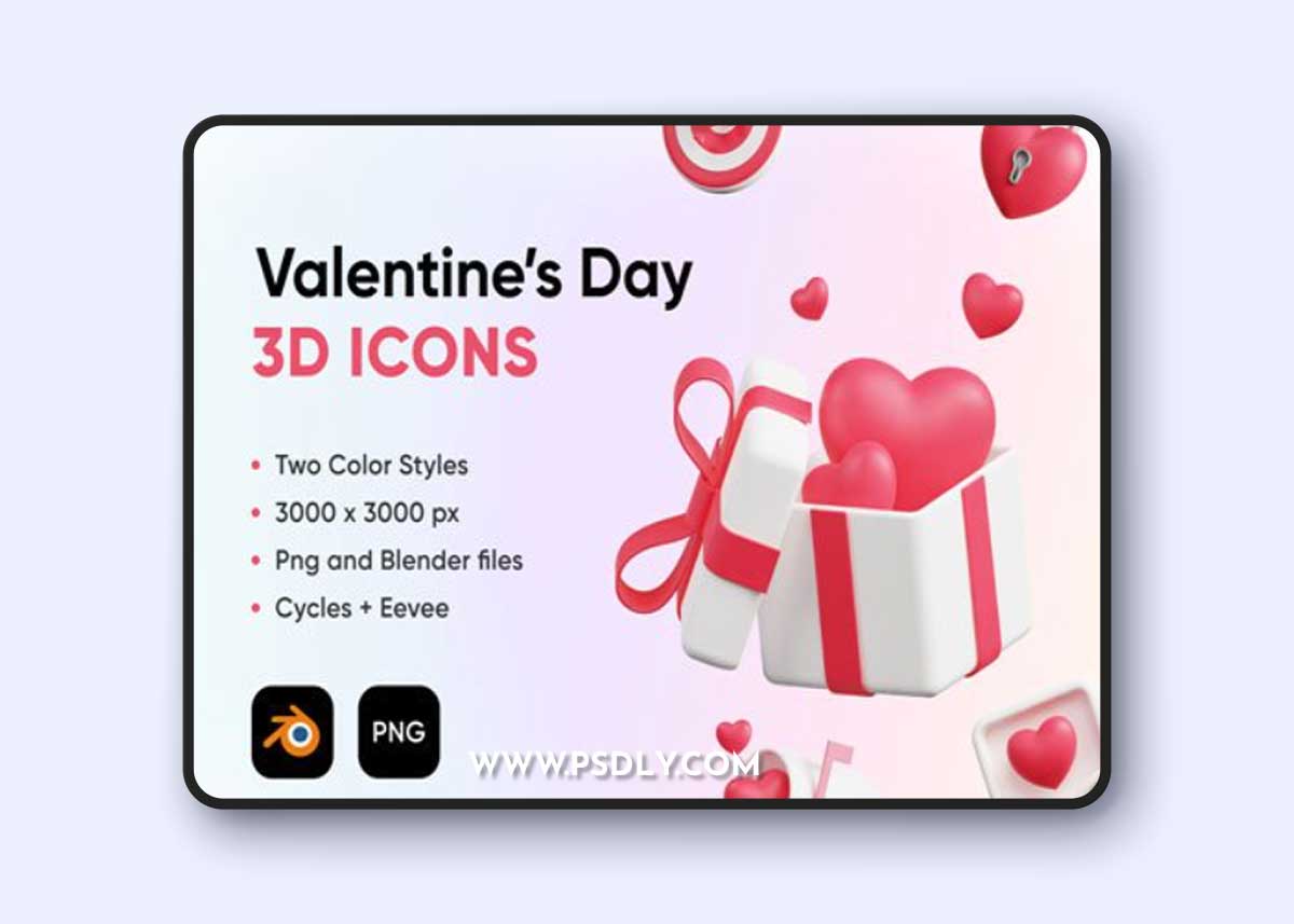 Love and Valentines Day 3d Icons Pack Ui8.net