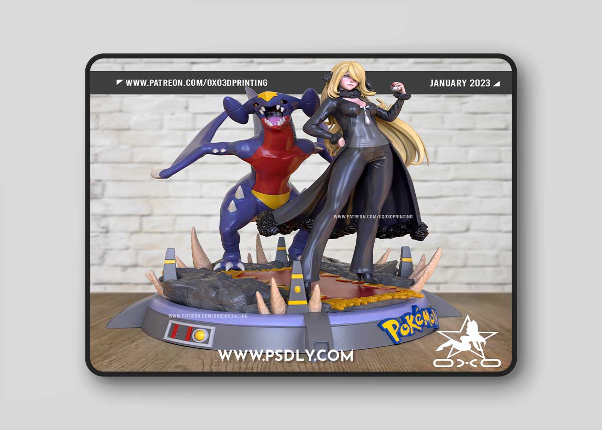 OXO3D - Cynthia and Garchomp from Pokemon – 3D Print Model