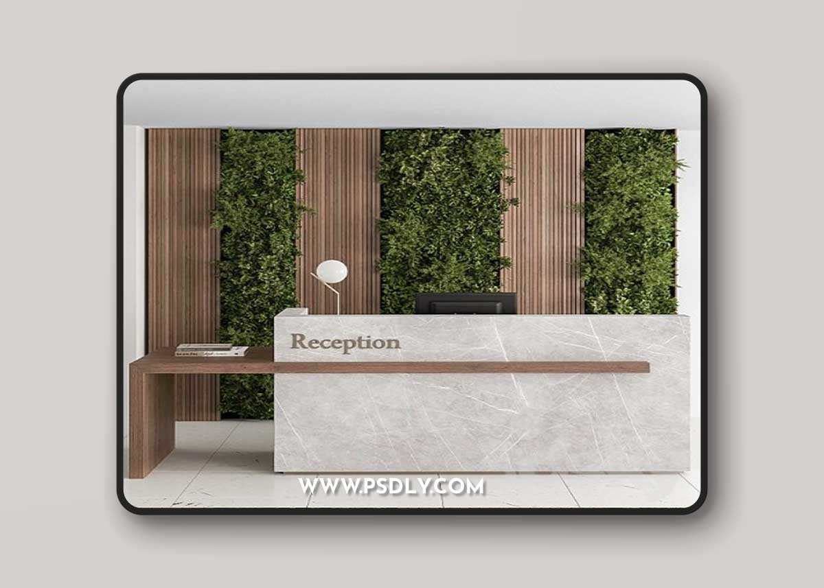Reception Desk and Wall Decor with vertical Garden – Office Set 238