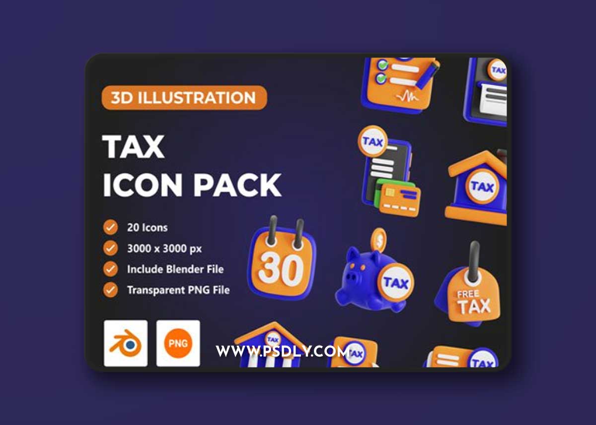 Tax 3D Icon Set Ui8.net