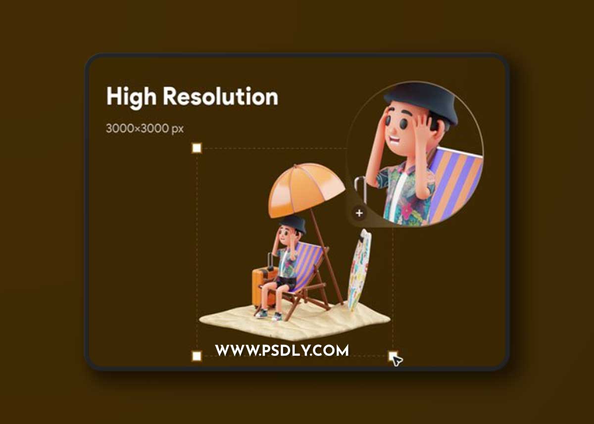Vacation 3D Character Illustration Ui8.net