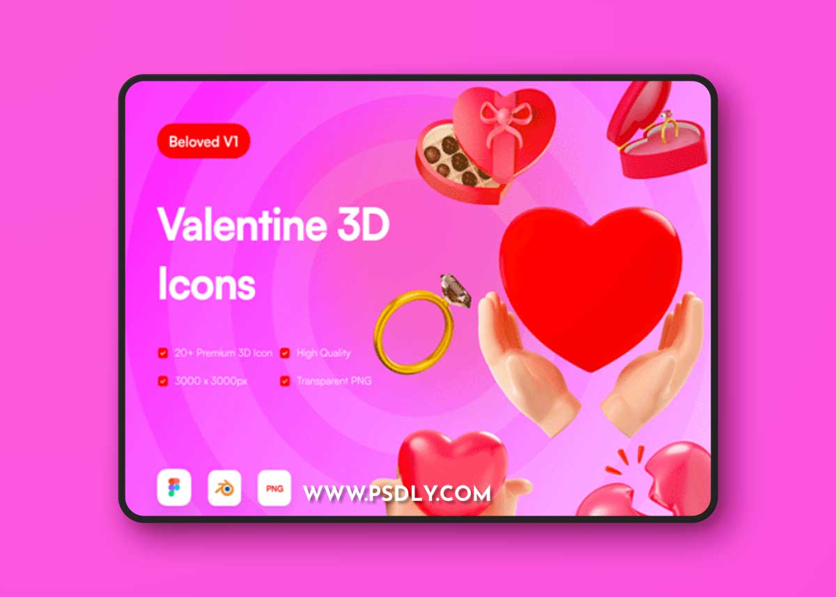 Valentine 3D Icons Ui8.net