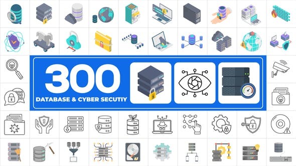 Videohive 300 Icons Pack - Cyber Security 46132378
