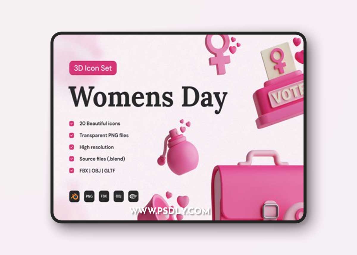 Women's Day 3D Icon Set Ui8.net