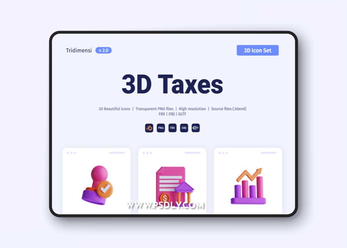3D Taxes Icon Set Ui8.net