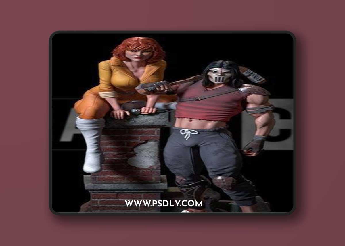 Fan art - TMNT Casey Jones and April Oneil Statue – 3D Print Model