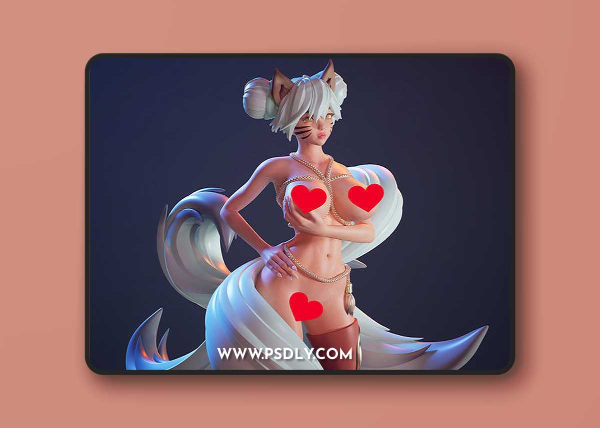 Fox Girl - 5 Tailed Kitsune – 3D Print Model