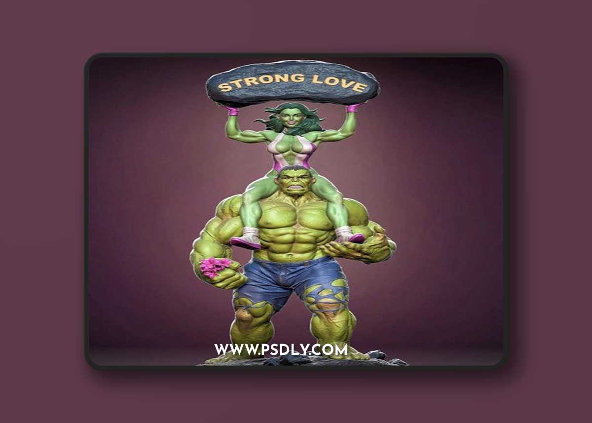 Hulk with She-hulk – 3D Print Model