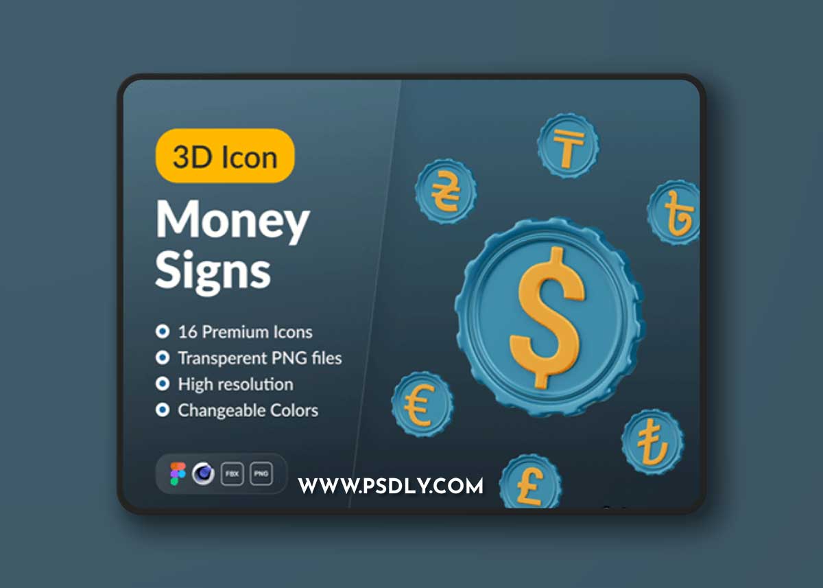 Money Signs 3D Icon Set Ui8.net