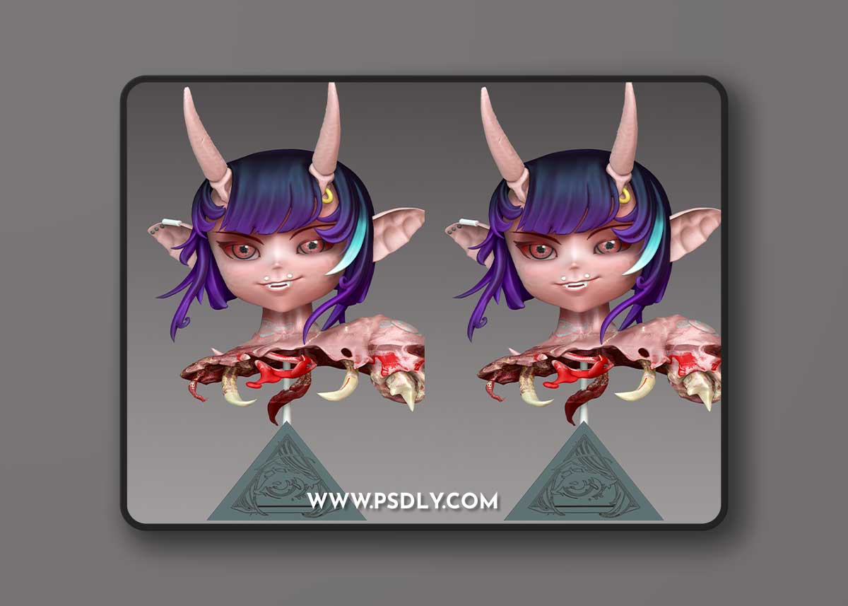 Oni Girl Bust - Pikitty – 3D Print Model