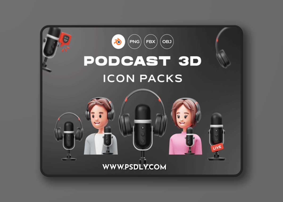 Podcast 3D Icon Ui8.net