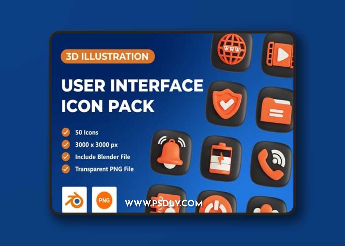 User Interface 3D Icon Pack Ui8.net