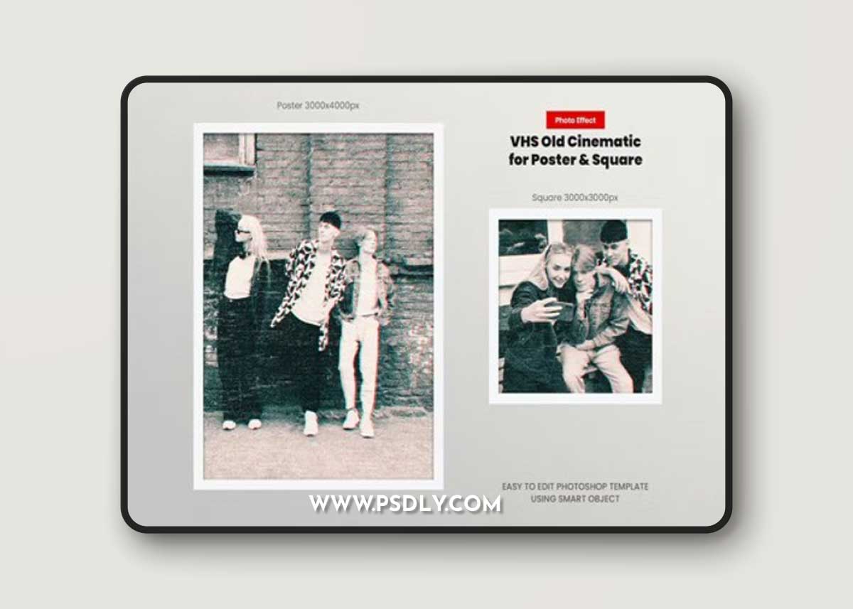 VHS Old Cinematic Photo Effect for Photoshop