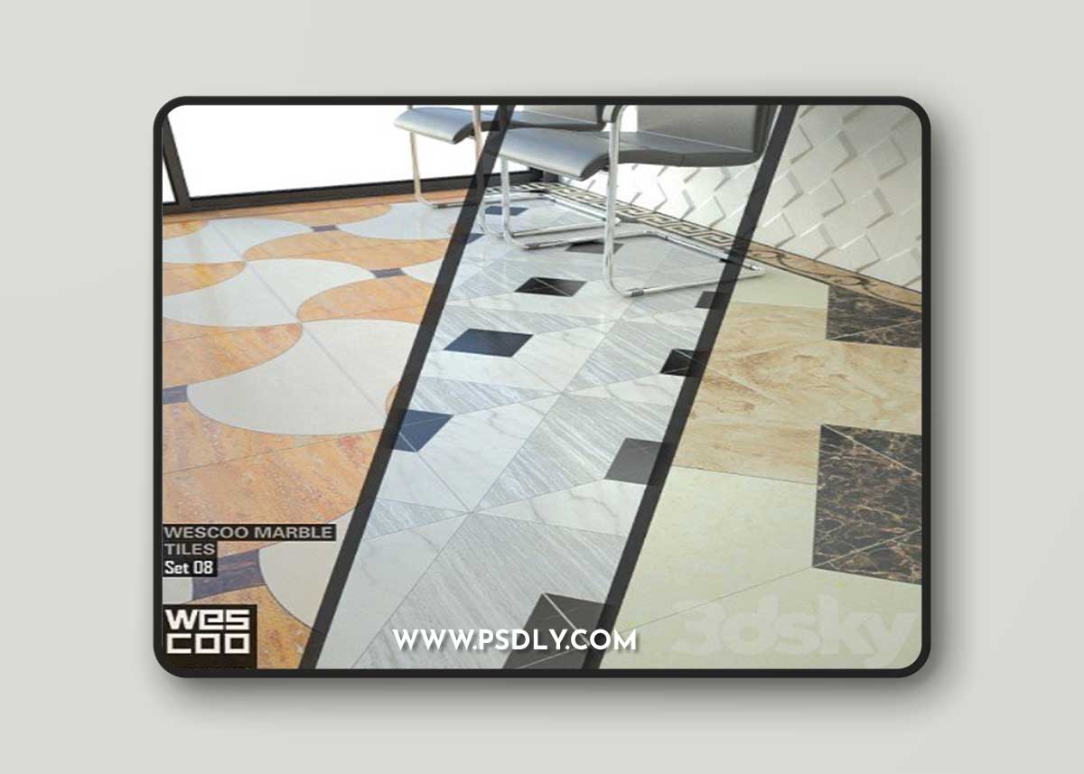 WESCOO Marble Tiles WATERJET DECORS, ACCESSORIES Set 08