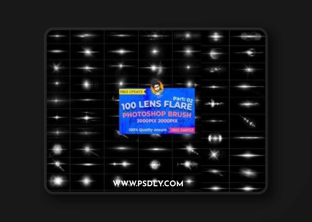 100 Lens Flare Brush for Photoshop