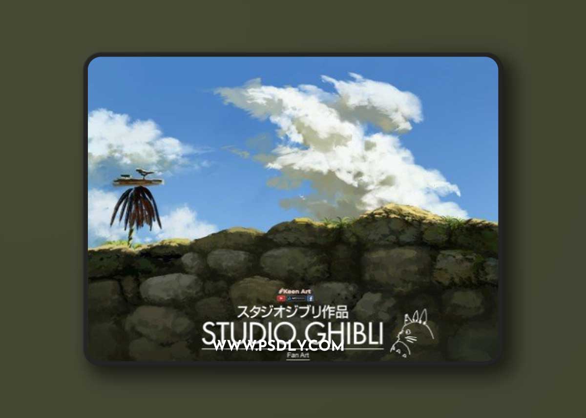Ghibli Studio Brush | Brush patinting Ghibli Style | Video Tutorial suport