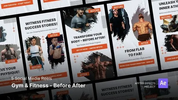 Videohive Social Media Reels - Gym & Fitness Before After After Effects Template 47471120