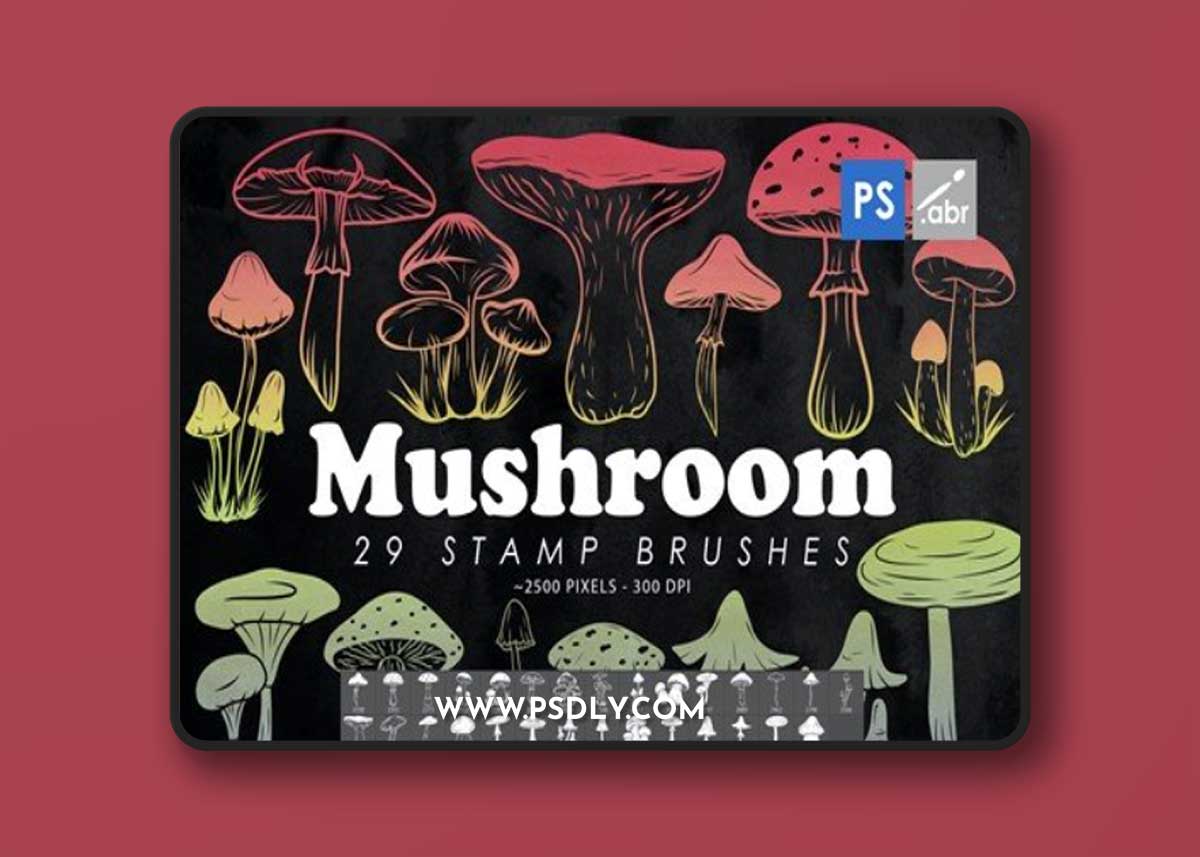 29 Mushroom Photoshop Stamp Brushes 6MRUGRV