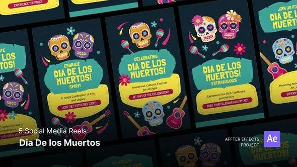 Videohive Social Media Reels - Dia de Los Muertos After Effects Template 48230661