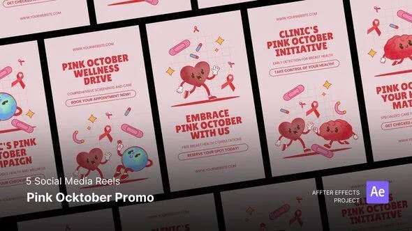 Videohive Social Media Reels - Pink October Promo After Effects Template 48129404