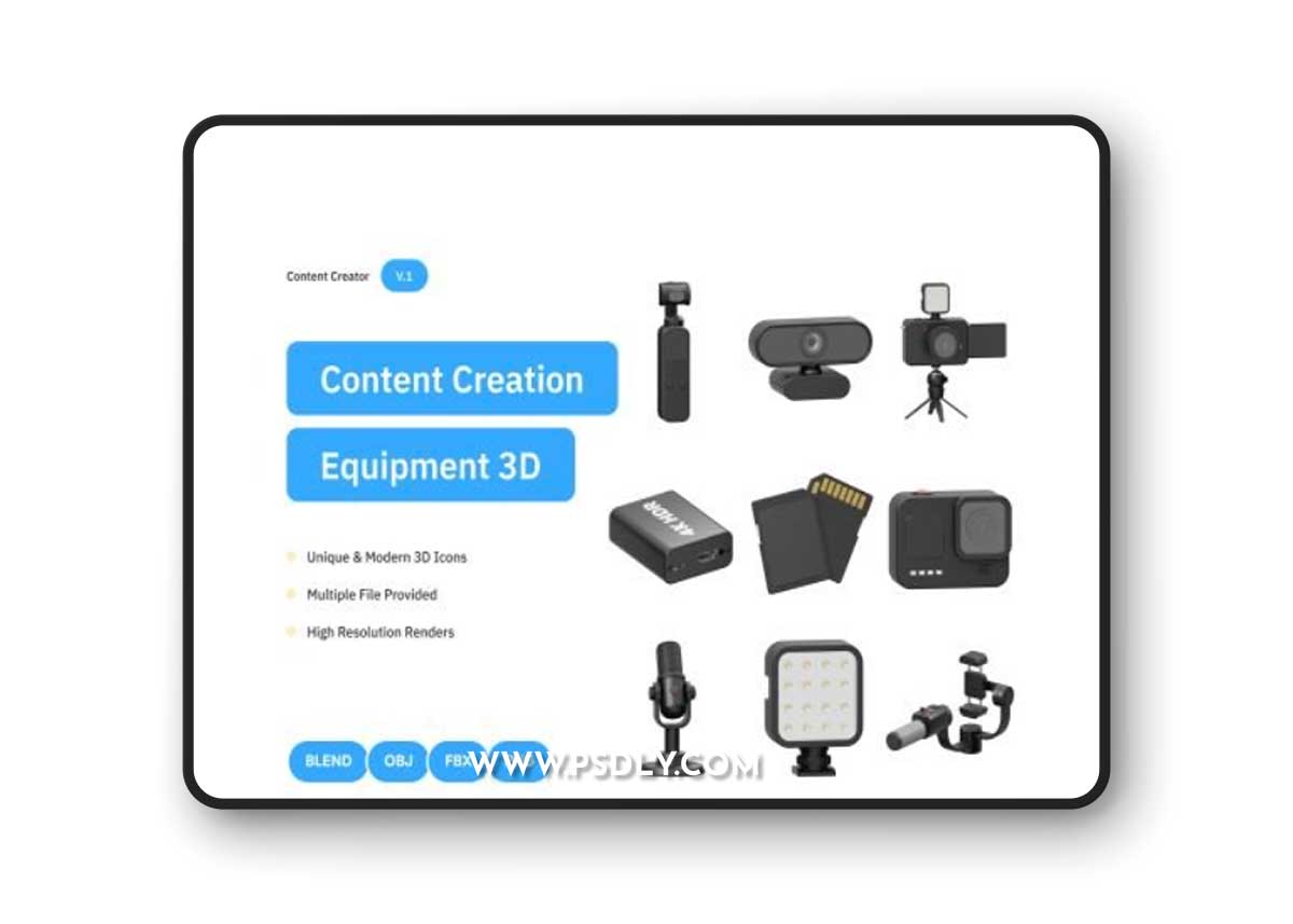 Content Creation Equipment 3D Icon Ui8.net