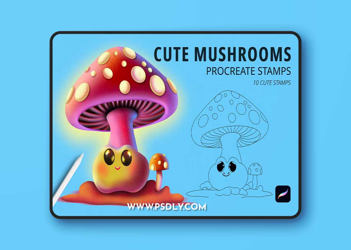 Cute Mushrooms Stamps for Procreate P6XMTCR