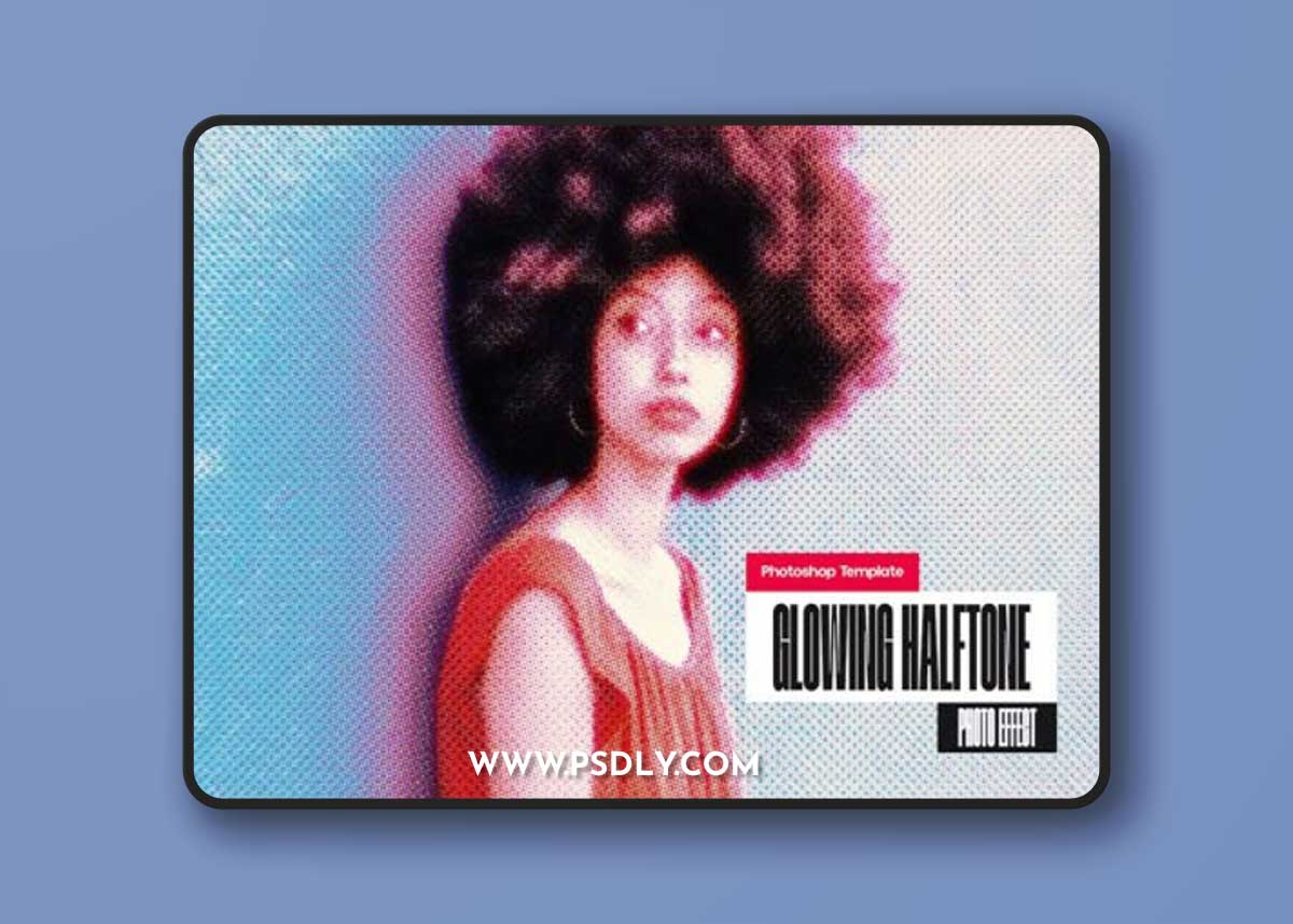 Glowing Halftone Photo Effect