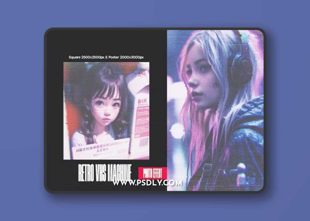 Retro VHS Machine - Square & Poster Photoshop Effect