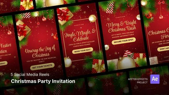 Videohive Social Media Reels - Christmas Party Invitation After Effects Template 49496928