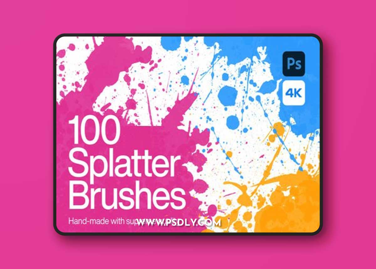 100 Splatter Brushes [4k] for Photoshop