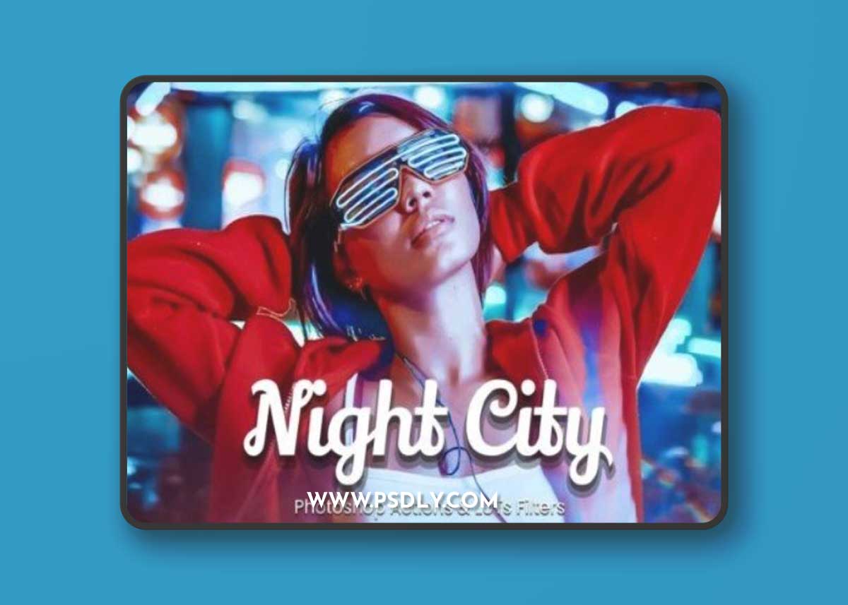35 Night City Photoshop Action & LUT