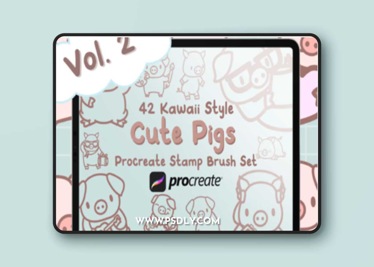 Cute Pigs Vol. 2 Procreate Stamp Brushes