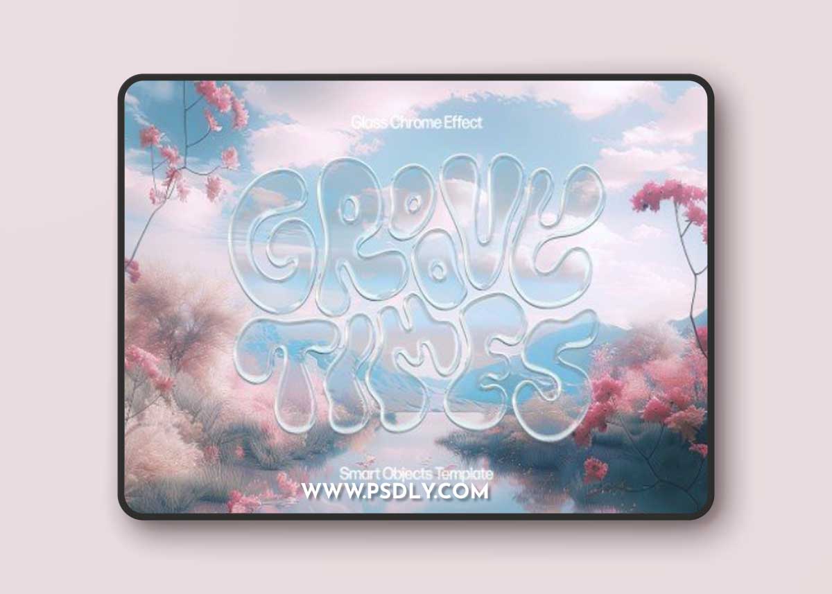 Glass Chrome Text Effect Mockup With Generative AI