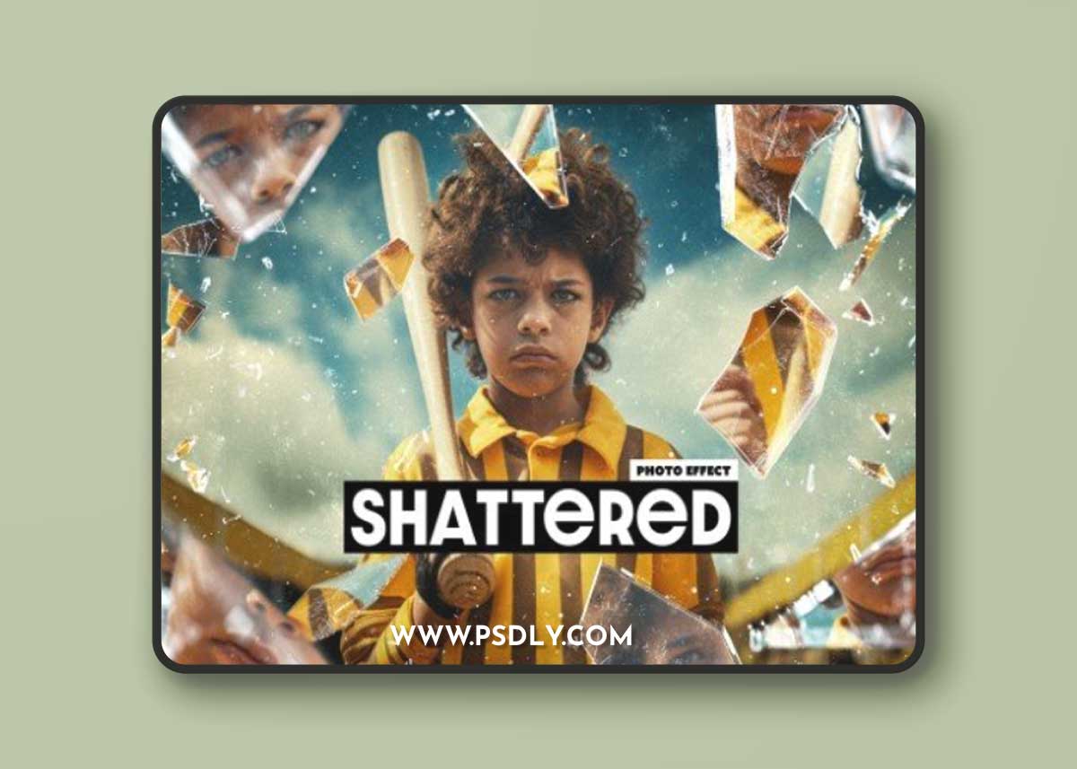 Shattered Glass Pieces Photo Effect Mockup With Generative AI