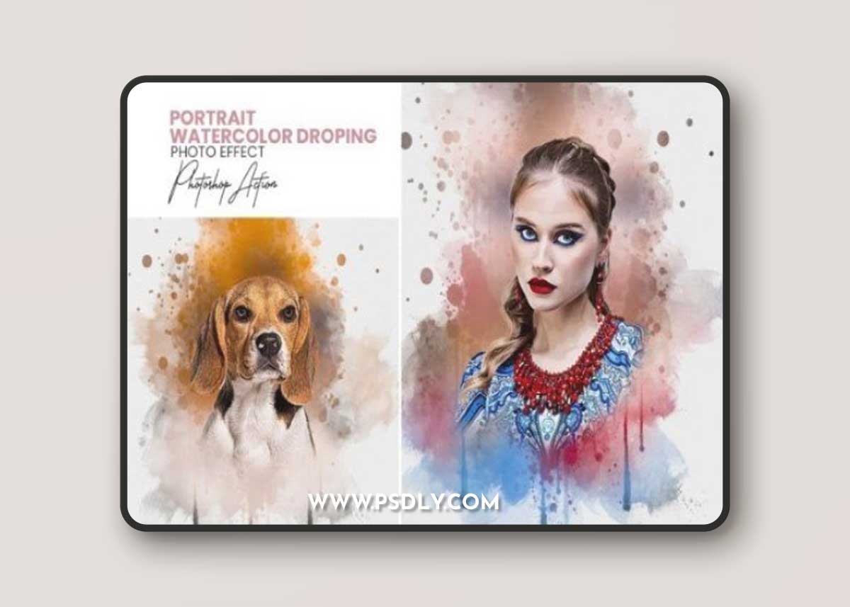Portrait Watercolor Dropping Action