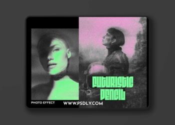 Futuristic Pencil Poster Photo Effect