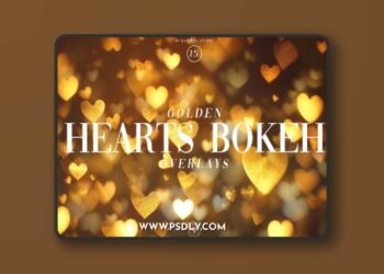 Golden Hearts Bokeh Overlays