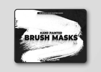 20 Hand Painted Brush Masks V2