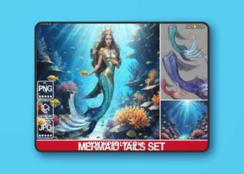 Mermaid Photoshop Overlays, Png Backdrop