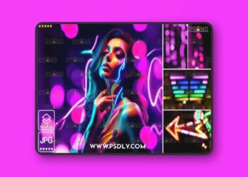 Neon Photoshop Overlays Bokeh Textures