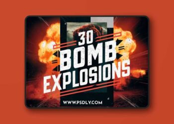 30 Bomb Explosion Overlays for Photoshop