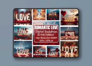 Romantic LOVE Digital Backdrop Bundle