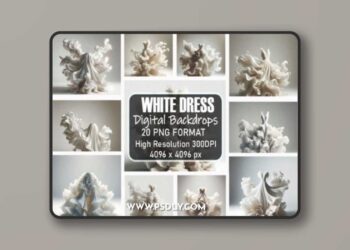Flowing White Dress Digital Backdrops