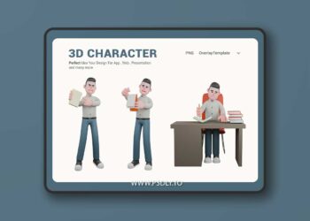 3D Cartoon Writer Character for Projects C56TRZD