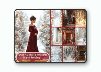 Xmas Maternity Portrait Digital Backdrop