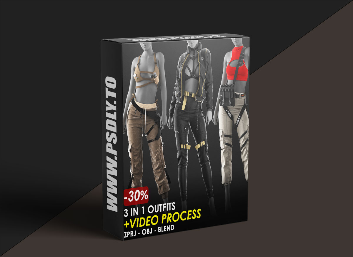 Artstation - 3 In 1 Outfits - Marvelous / CLO Project File + Video Process