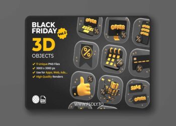 Black Friday isolated 3D objects set Vol.2 YRN232S