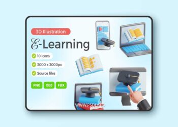 E-Learning 3D Icon Set MWCUUQM
