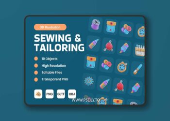 Sewing & Tailoring 3D Illustration 9JND8B2