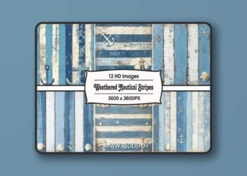 Weathered Nautical Stripes - 12 PNG Textures